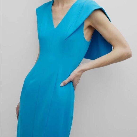 Black Halo Women's Blue Maxton V-Neck Sailor Collar Sheath Dress Size 2 $390 - Picture 4 of 6